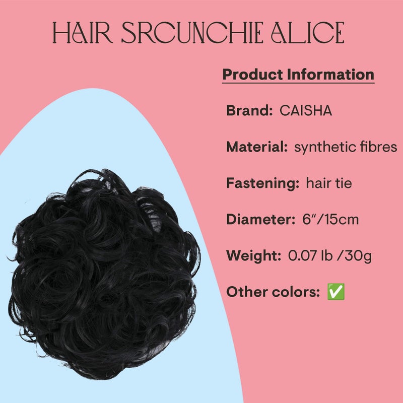 CAISHA Messy Scrunchie Bun Voluminous Wavy Hairpiece Heat-resistant Synthetic Fibres Black G1A - Image 2